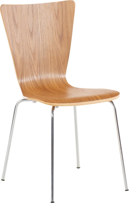 Chaise visiteur Clp Chaise de cuisine AARON, chaise de conférence - avec assise ergonomique en bois - chêne