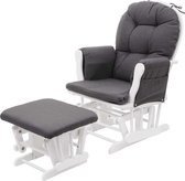 Relaxfauteuil MCW-C76, schommelstoel met hocker ~ stof/textiel, donkergrijs, frame wit