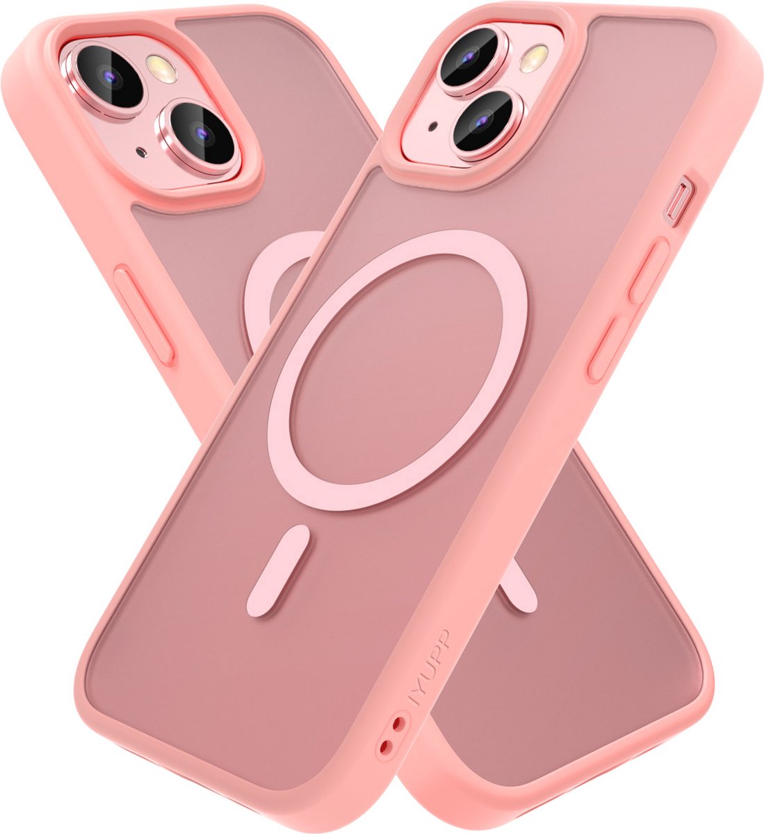 IYUPP Bumper geschikt voor iPhone 14 Hoesje Roze - Geschikt voor MagSafe - Shockproof