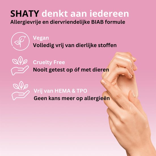 SHATY BIAB: Vegan, Cruelty Free, HEMA & TPO vrij voor allergievrije nagels
