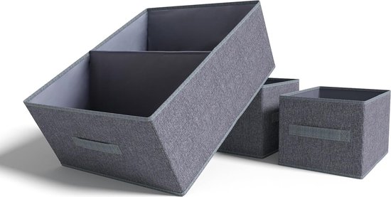 Grandes boîtes de rangement - lot de 2 - boîtes extra grandes pour armoire 50 x 40 x 20 cm - organisateur pliable - boîtes de rangement en gris