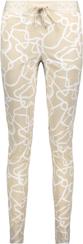 Zoso Broek Ellen Print Travel Trouser 242 0007 0016 Sand White Dames Maat - S