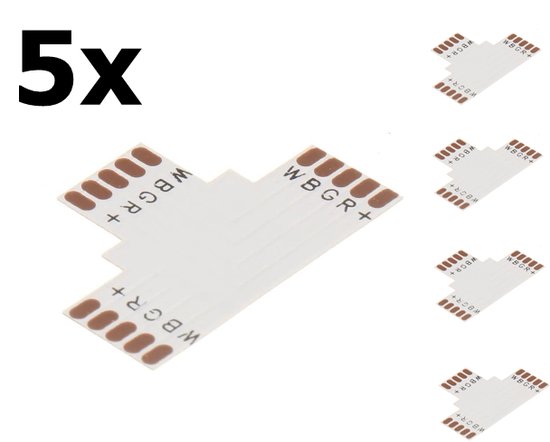 12mm 5-Pin T PCB Connector voor RGB SMD5050 LED strips - 5 Stuks