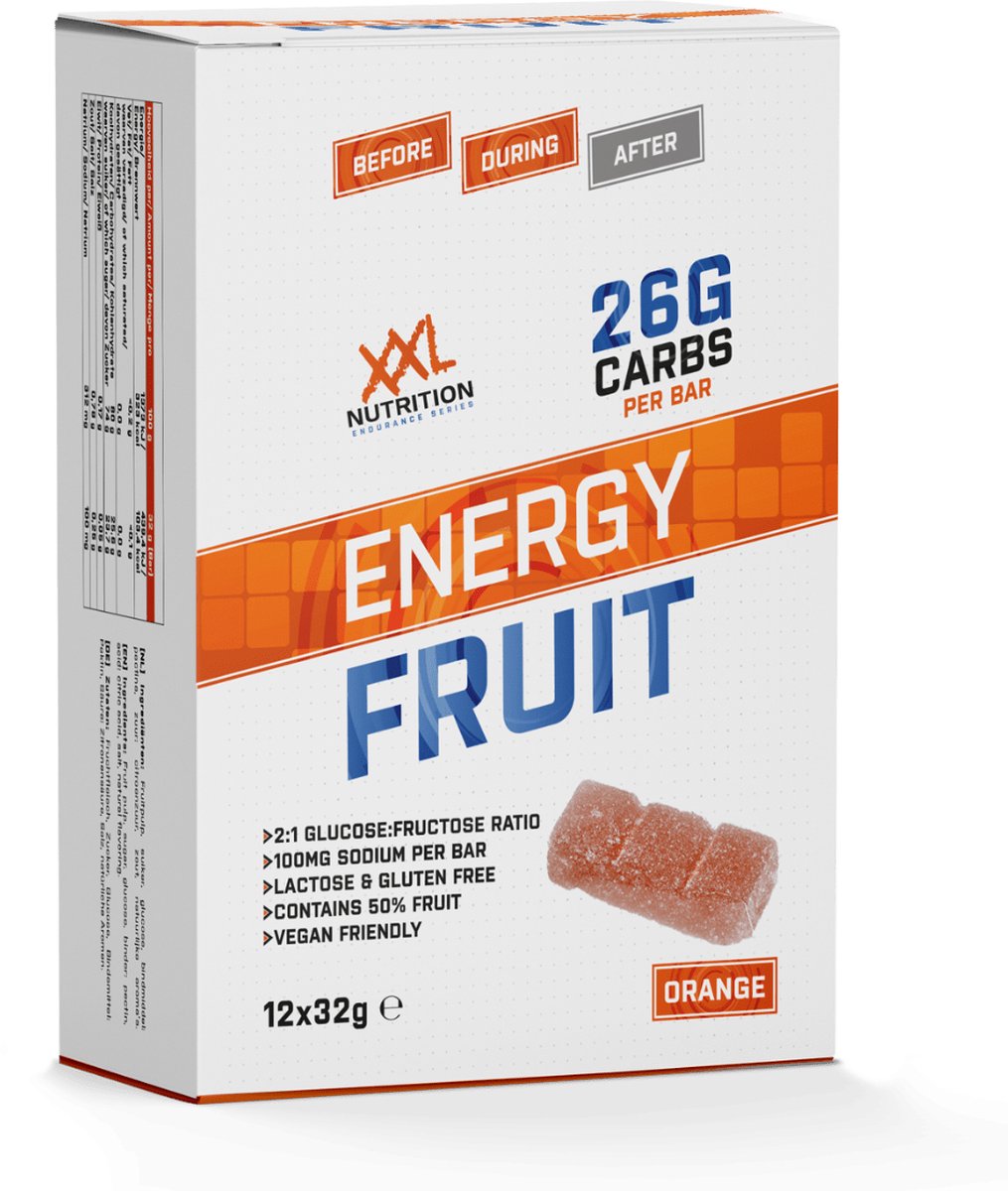 Goedkoopste XXL Nutrition - Energy Fruit - Energierepen, Duursport, Tussendoortje - Orange - 12 x 32 Gram