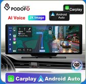 Shoppee Autospiegel met video opname - Carplay & Android Auto Draadloze Verbinding - Gps Navigatie - Dashboard Dvr Ai Voice