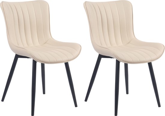 In And OutdoorMatch Stoelen Cherilyn - Crème - Set van 2 - Kunstleer - Hoogwaardige bekleding - Stijlvolle stoelen - Luxe uitstraling