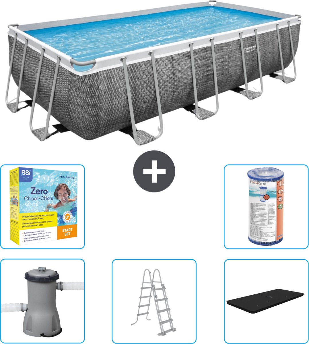 Bestway Rechthoekig Power Steel Zwembad – Rattanprint – 488 x 244 x 122 – Inclusief Pomp – Ladder – Afdekzeil Onderhoudspakket – Filter Bestway Rechthoekig Power Steel Zwembad – Rattanprint – 488 x 244 x 122 – Inclusief Pomp – Ladder – Afdekzeil Onderhoudspakket – Filter