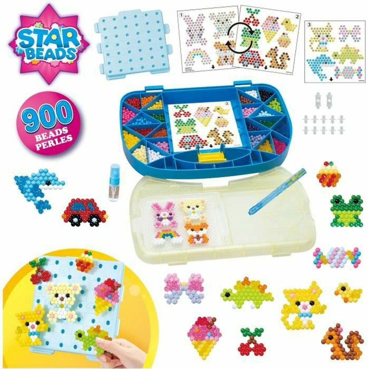 Aquabeads 31912 Beginners meeneemkoffer- COMPLETE KNUTSELSET- INCLUSIEF 900 PARELS IN 24 KLEUREN — afbeelding 7