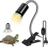 UniEgg® Lampe chauffante reptile fonction gradation noir + lampe 50 Watt - longue durée de vie - durable - céramique - E27 UVA + UVB Hot Long spot lamp - clip robuste + ampoule 50W