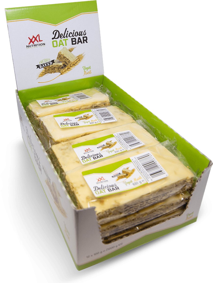 Goedkoopste XXL Nutrition - Delicious Oat Bar - Havermoutreep Supplement - Reep van Havermout - Gezonde Snack - Diverse Smaken - Yoghurt Muesli - 12 Pack
