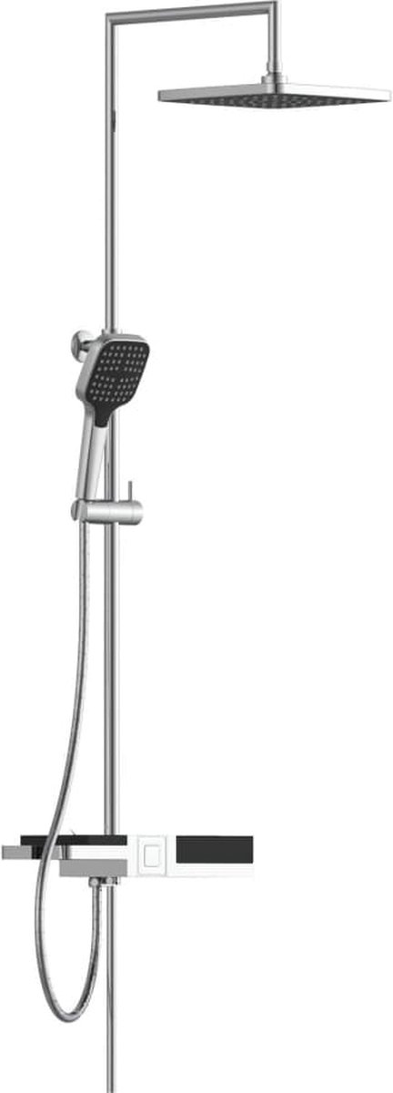 SCHÜTTE BLUEPERL Douchesysteem - Regendouche - Geïntegreerd Planchet - Met Push-Button Omsteller - Chroom & Zwart