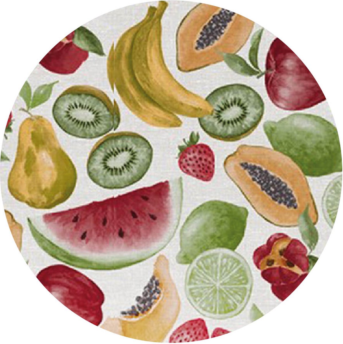 Raved Rond Tafelzeil - 140 cm ø - Watermeloen Rood - PVC - Afwasbaar
