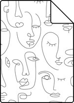 Proefstaal ESTAhome behang line art gezichten zwart wit - 139145 - 26,5 x 21 cm