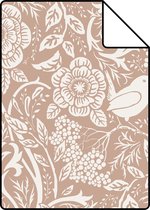 Echantillon ESTAhome papier peint fleurs et oiseaux couleur nude et blanc - 139324 - 26,5 x 21 cm
