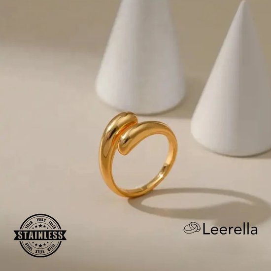 Leerella Stijlvolle Dames Goud Druppelring Maat 8/18mm - Perfecte Aanvulling voor Elke Outfit! Onverwoestbaar Roestvrij Staal - Ideale Geschenk voor Moederdag, Valentijnsdag en Verjaardagen!