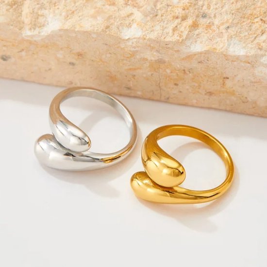 Leerella Bague élégante en or pour femme Taille 7/17,25 mm – Complément parfait à n'importe quelle tenue ! Acier inoxydable indestructible - Cadeau idéal pour la fête des mères, la Saint-Valentin et les anniversaires !