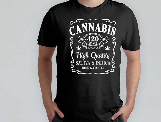 420 Brand High Quality Sativa & Indical 100% Natural - T Shirt - Sweet - Green - Groen - Blunt - Happy - Relax - Good Vipes - High - 4:20 - 420 - Mary jane - Chill Out - Roll - Smoke