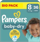 Pampers - Baby Dry - Maat 8 - Big Pack - 36 luiers - 17+ KG.