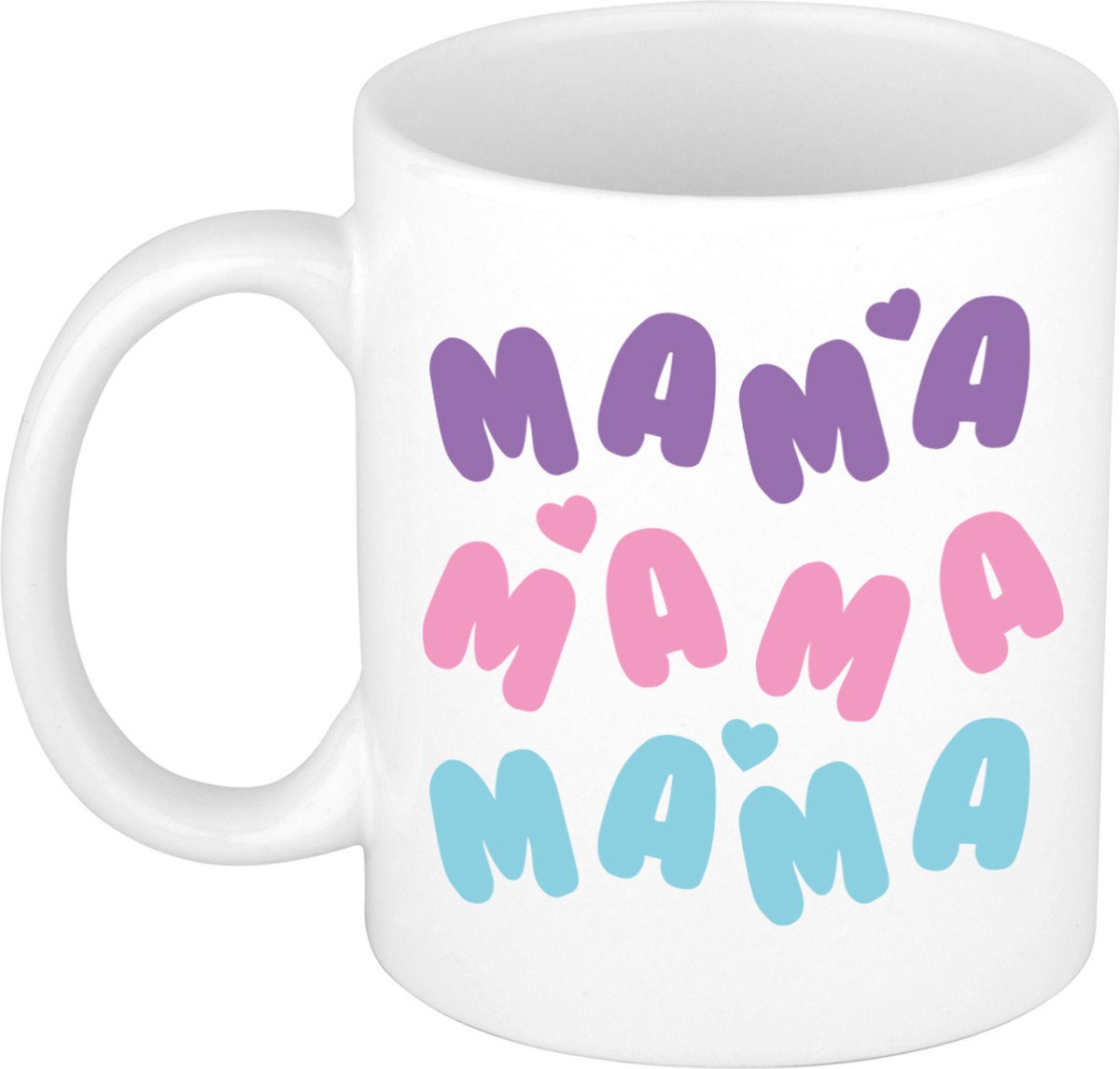 Bellatio Decorations Cadeau koffie/thee mok voor mama - wit - hartjes - Moederdag