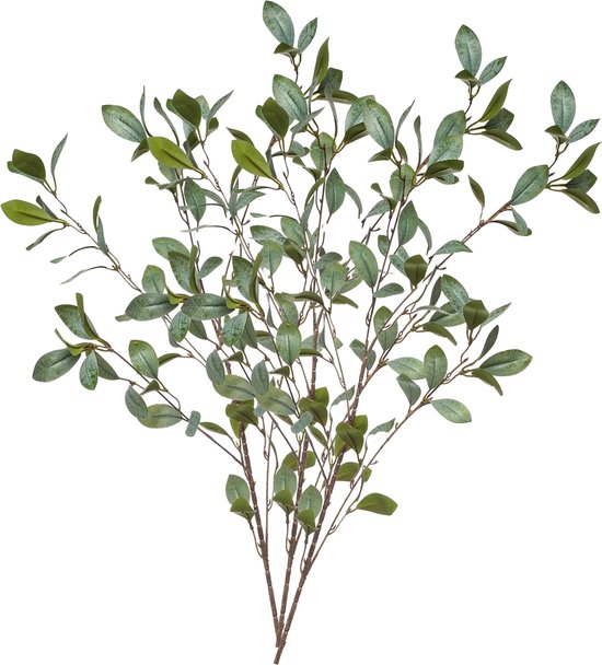 Emerald Kunstbloem Eucalyptus tak - 3x - 90 cm - groen - losse steel - Kunst zijdebloemen