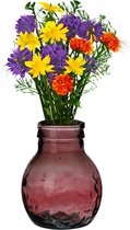 Natural Living Flower Vase Lourdes - rose foncé transparent - verre recyclé - D20 x H24 cm - Vases forme boule ronde