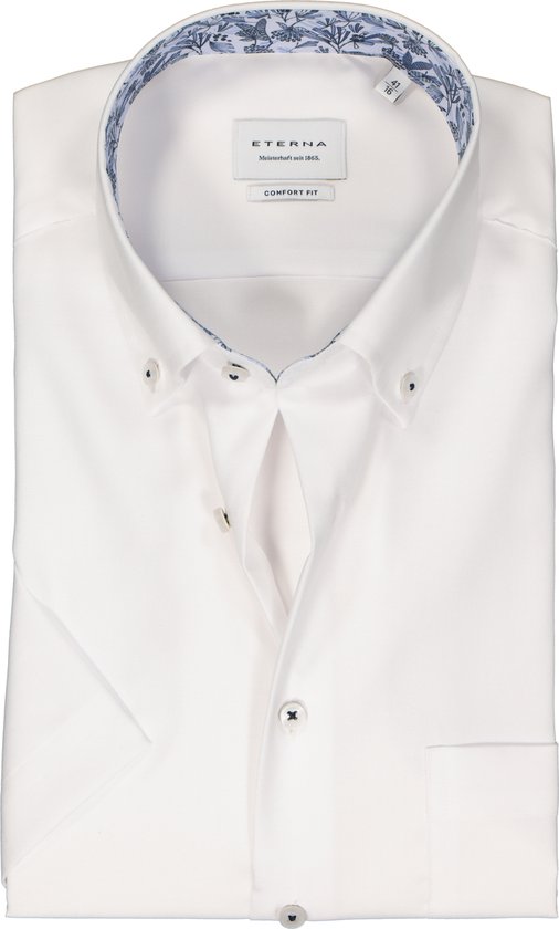 ETERNA comfort fit overhemd korte mouw - Oxford - wit (contrast) - Strijkvrij - Boordmaat: 50