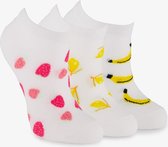 3 paar sneaker sokken wit met fruit opdrukken - Maat 35/38