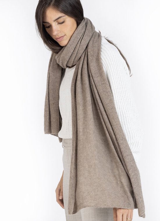 Cashmere-Merino Wol-Taupe-Sjaal Dames-Sjaal Heren-Cadeau-200*70 cm-Made In Italy-Omslagdoek-Sjaal Dames Zomer-Sjaal Heren Zomer-Sjaals