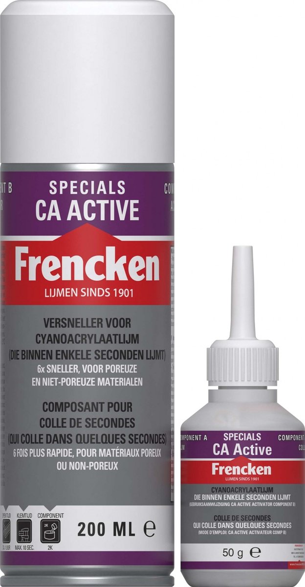 Frencken CA Active Secondelijm - Transparant - 50g+200ml