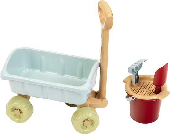 Foto: Klein toys little foot handkar met emmerset bolderkar emmer zeef schep en hark gerecycled plastic multicolor