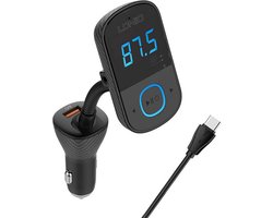 FM Transmitter met grais TYPE C Lader LDNIO Bluetooth C705Q 2USB, USB-C Transmiter FM + USB-C cable