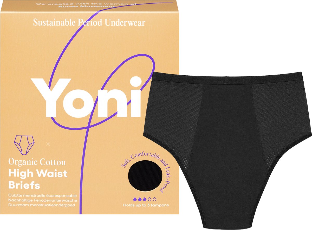 Yoni Menstruatie Ondergoed - High Waist - Biologisch Katoen - Period Underwear - Maat XS