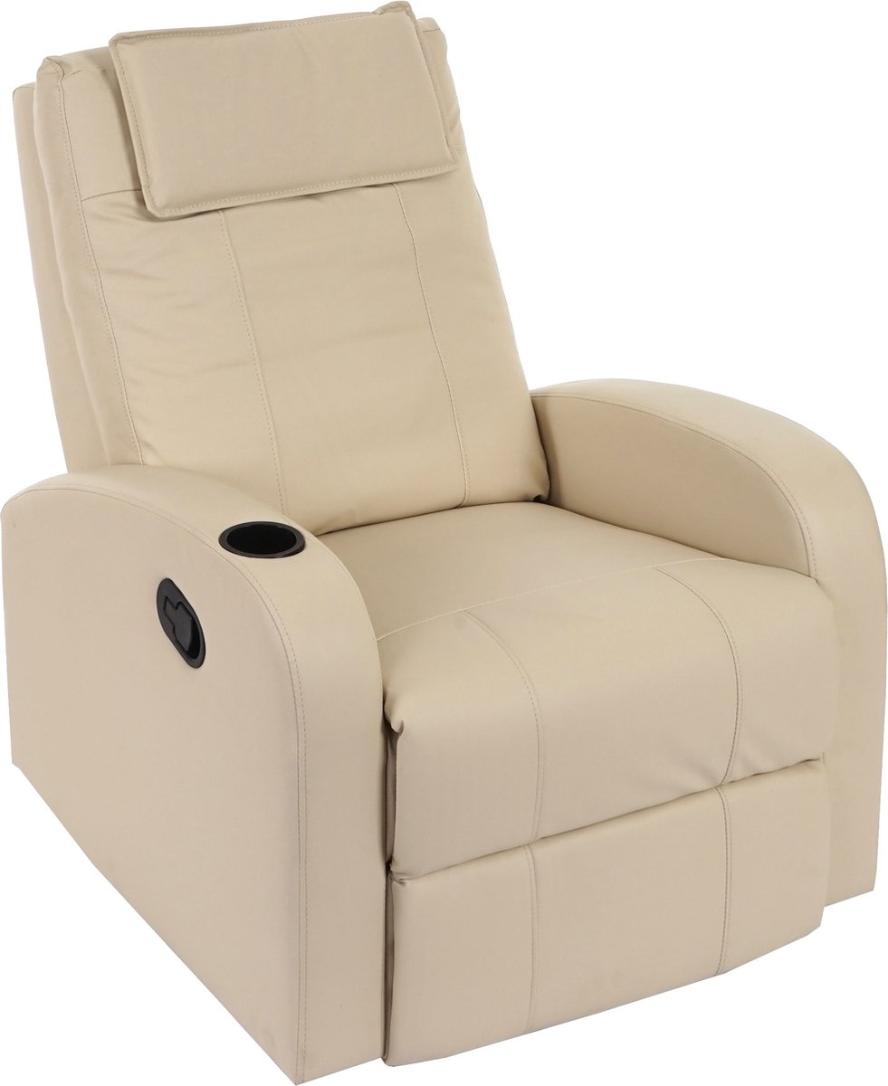 MCW TV fauteuil Durham, TV fauteuil relax, kunstleer ~ crème