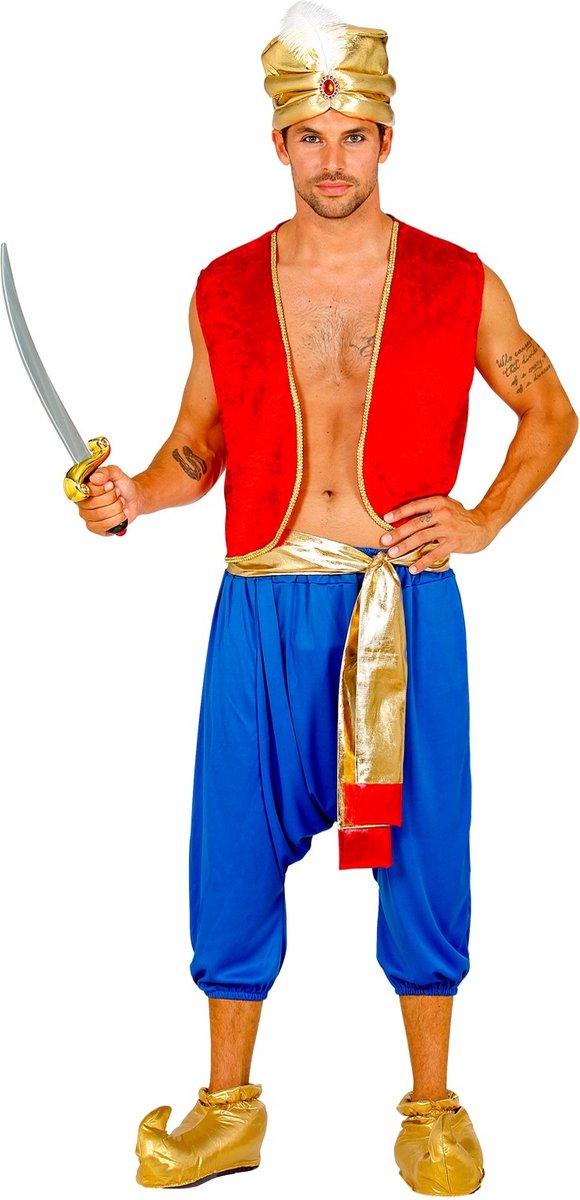 Aladdin kostuum blauw rood