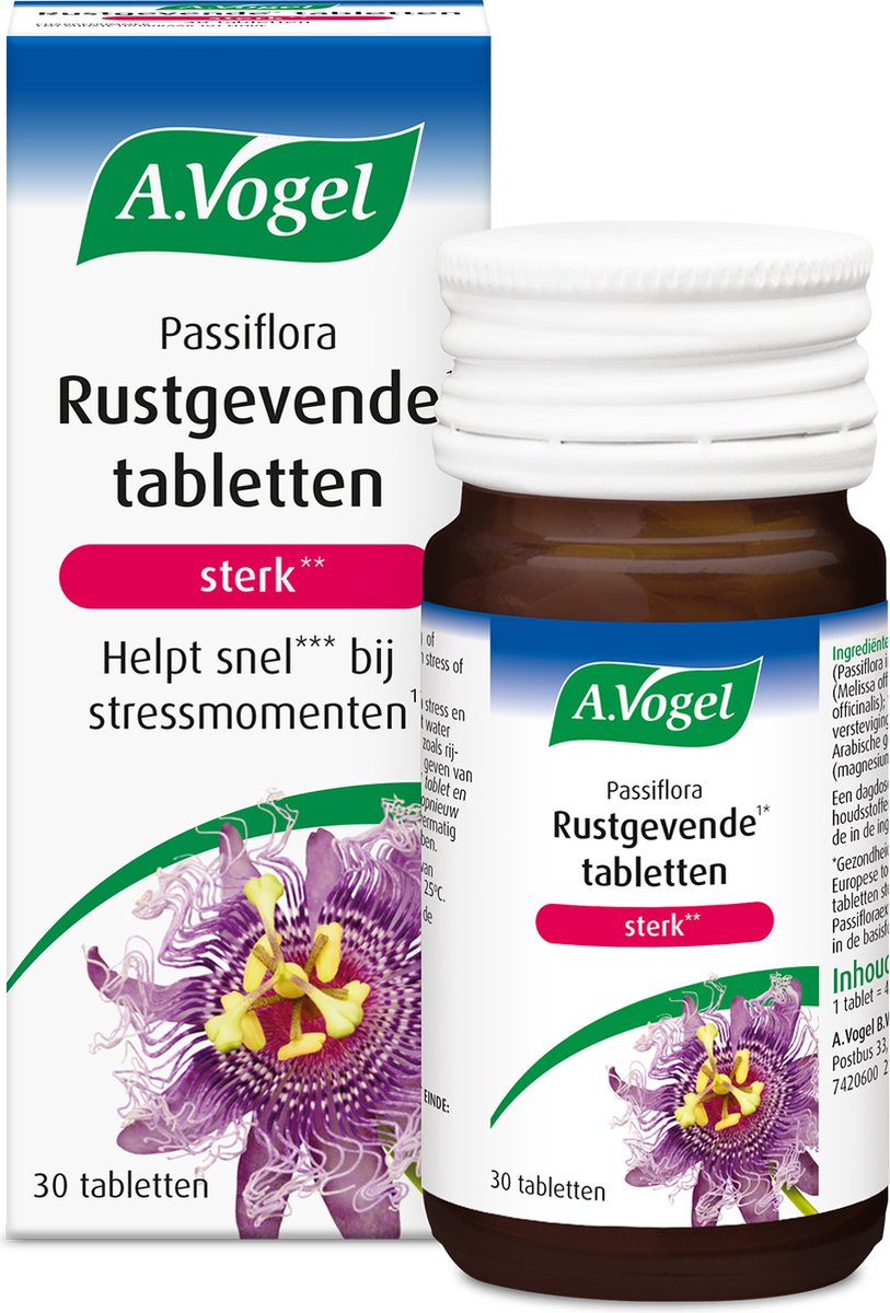 A.Vogel Passiflora Rustgevende sterk tabletten - Passiebloem helpt snel*** bij stressmomenten.* - 30 st - A.Vogel