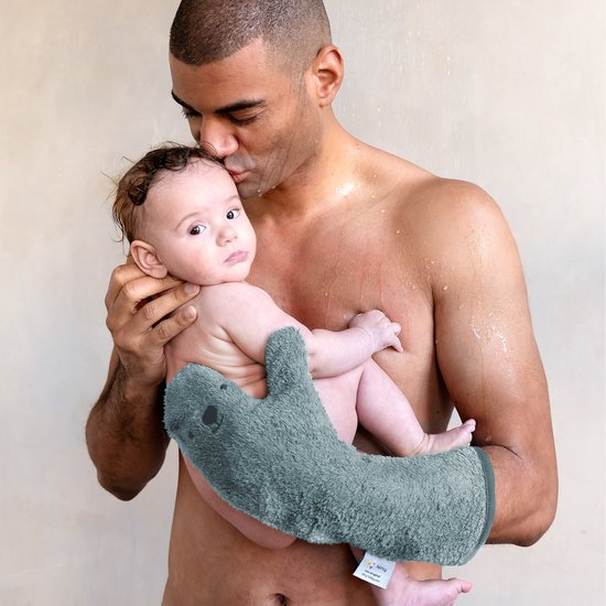 Nifty - The Original Baby Shower Glove met washandje - baby douche handschoen voor beter grip op je baby bij het douchen - Lange washand met washandje - kraamcadeau - Blueberry Combi-deal van Merkloos — afbeelding 3