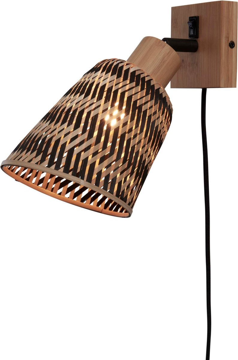 GOOD&MOJO Wandlamp Java - Bamboe Naturel/Zwart - Ø15cm - Binnen Modern