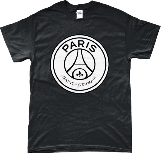 PSG Shirt - Logo - T-Shirt - Paris Saint Germain - UEFA - Champions League - Voetbal - Artikelen - Zwart - Unisex - Regular Fit - Maat L
