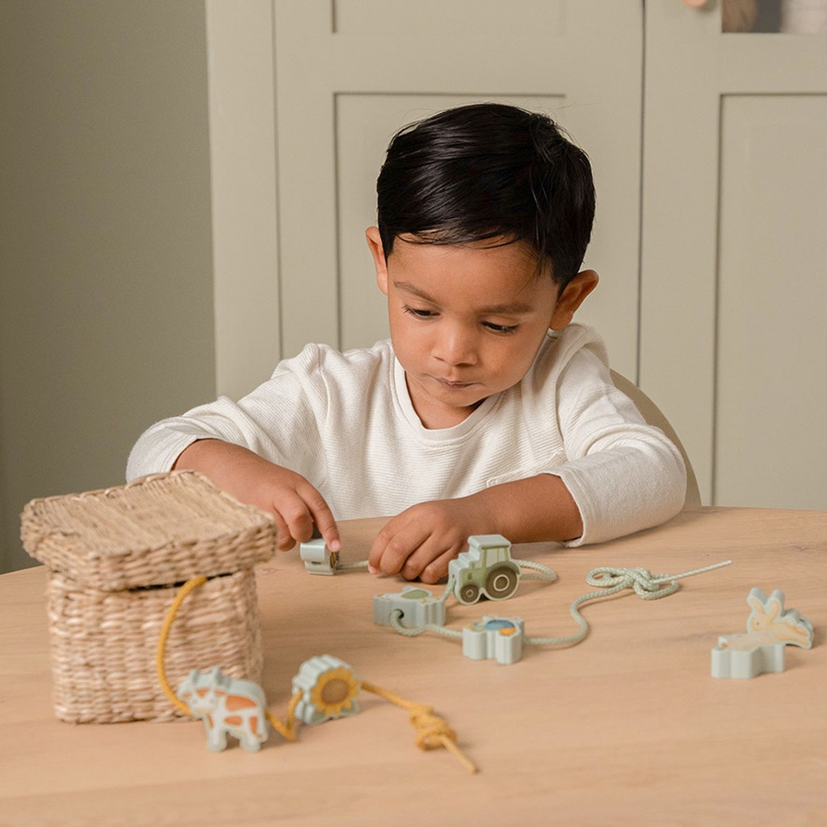 Little Dutch houten rijgkralen Little Farm - Leer rijgen - educatief speelgoed — afbeelding 6