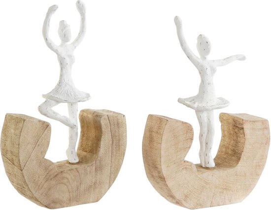 Decoratieve figuren DKD Home Decor Wit Bruin Balletdanseres 17 x 6 x 24 cm (2 Stuks)