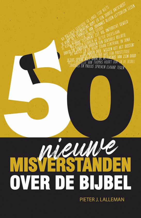 Boekomslag met de tekst '50 nieuwe misverstanden over de Bijbel' en een hoorn.