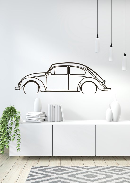 olivios design volkswagen kever wandpaneel auto silhouet 100x34cm 4mm dik MDF zwart