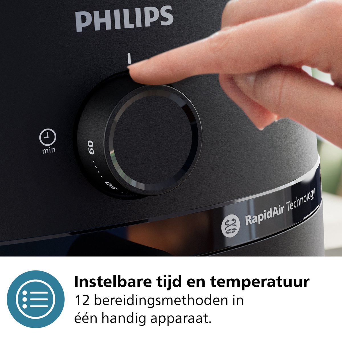 Afbeelding 3 van Philips 1000 Series Airfryer - NA120/00 - Draaiknopbediening - 4.2L - Tot 4 Personen - Zwart