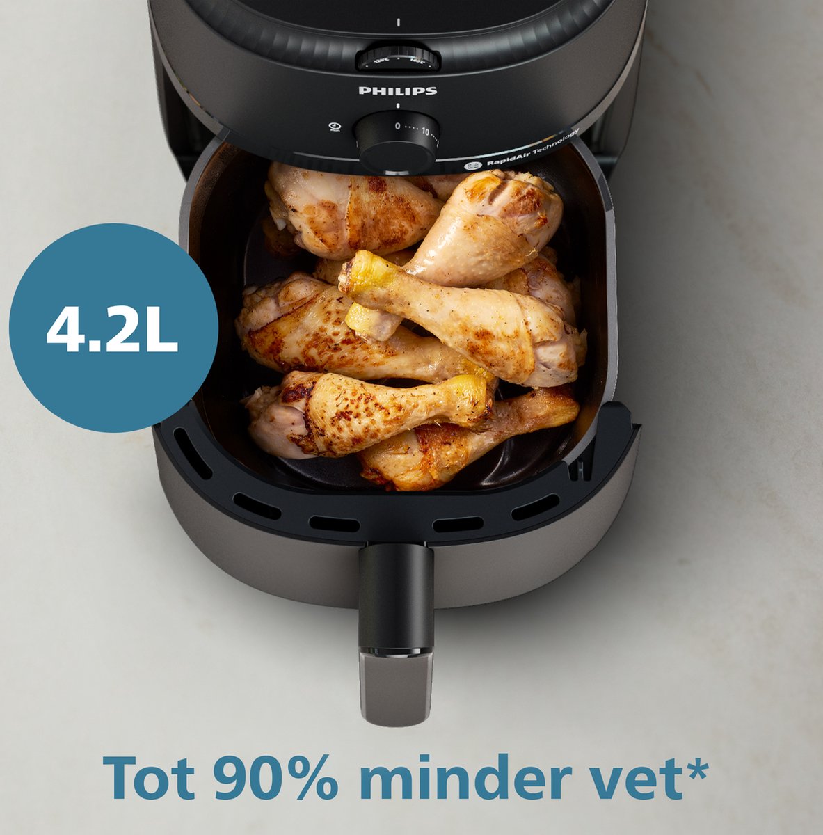 Philips 1000 Series Airfryer - NA120/00 - Draaiknopbediening - 4.2L - Tot 4 Personen - Zwart — afbeelding 5