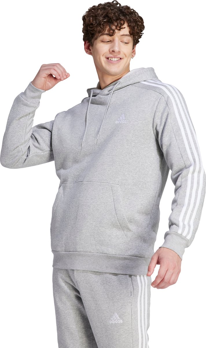 adidas Sportswear Essentials Fleece 3-Stripes Hoodie Heren – 2XL Grijs