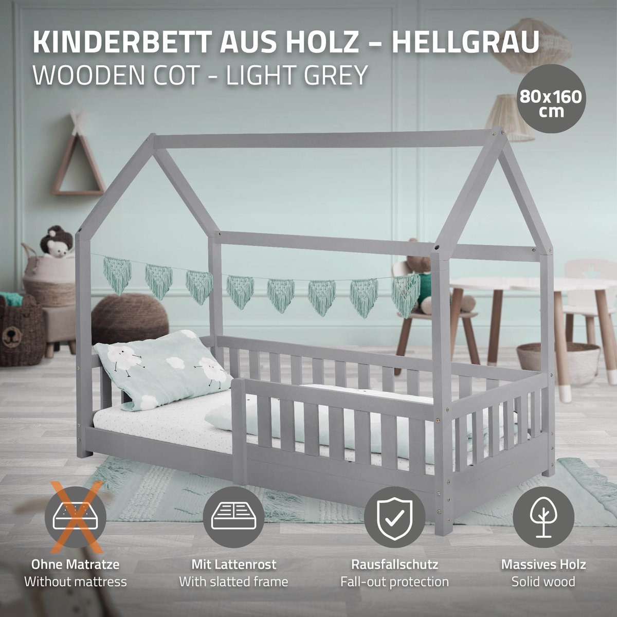 Kinderbed Kinderbed ML Design Huisbed 80x160 - afbeelding 4