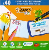 BIC Kids Multisurface Kleurpotloden met Driehoekige vorm - Uitwisbaar - 4 x 10 Kleuren - Classpack van 40 potloden + 2 Puntenslijpers