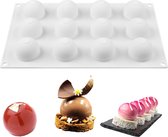 Siliconen bakvorm - 12 ronde holtes van 4cm voor bollen - Spheres - Mousse, gebak, chocolade, pudding, zeep, brownie, ijsblokjes etc - Geschikt voor o.a. oven, koelkast, vriezer, magnetron