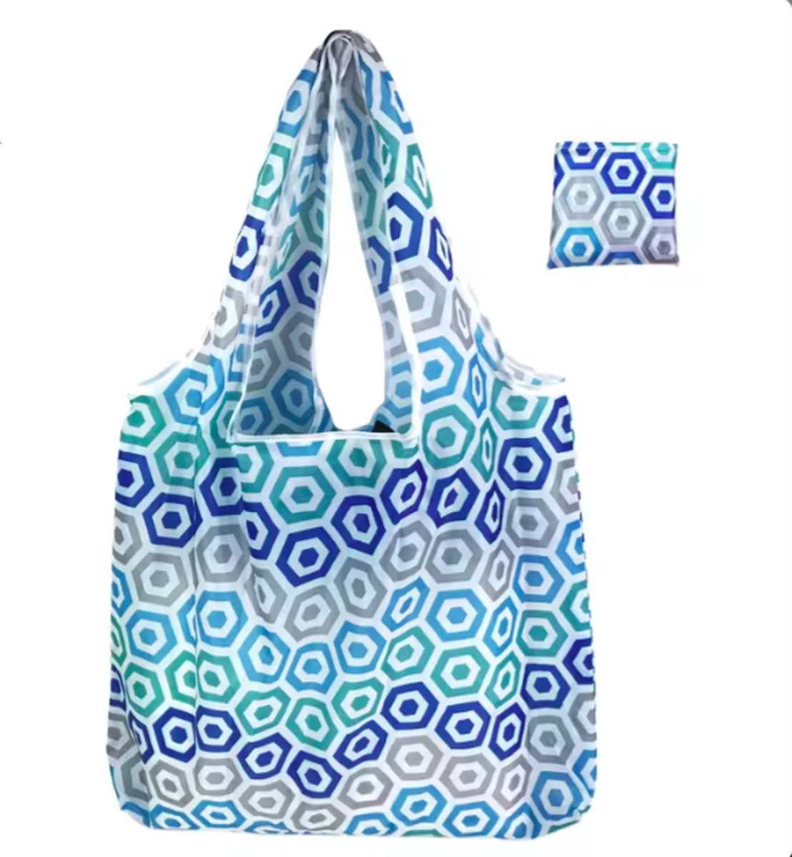 Opvouwbare Polyester Boodschappentas shopper 40x60 cm – Duurzame Herbruikbare Tas Lichtgewicht Met Print in Etui dessin blue symphonic — cadeau in Cadeau-ideeën - foto 2