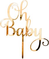Taart Topper Oh Baby Goud | unisex | Voor Gender Reveal en Babyshower